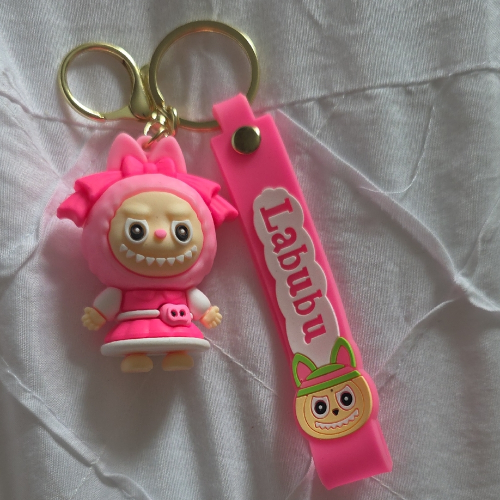 Labubu Pink Action Figure Keychain